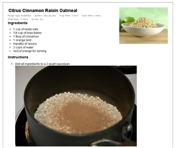 Screenshot of an Easy Recipe formatted recipe Screenshot of an Easy Recipe formatted recipe