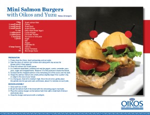 Mini Salmon Burgers with Oikos and Yuzu