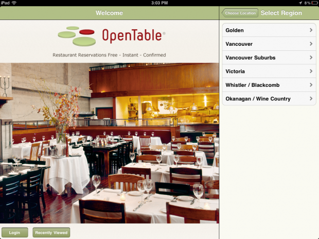 Open Table App Screenshop