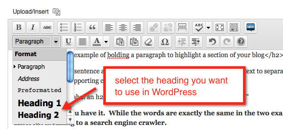 wordpress editor screenshot of the WordPress editor
