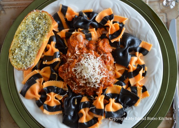 Roasted Marinara Sauce on Halloween Pasta Roasted Marinara Sauce on Halloween Pasta