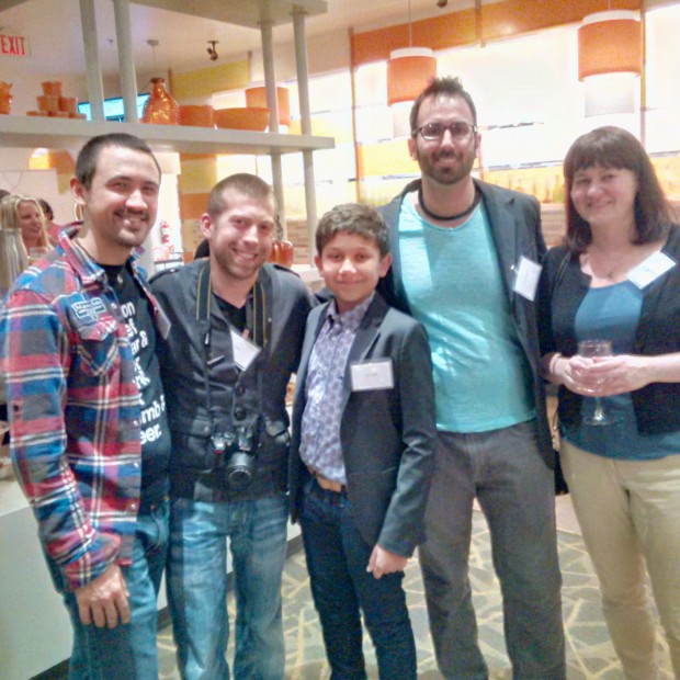 Jeremy & Adrian (aka the Food Gays), Liam (aka the Little Locavore and Ethan and Melissa at the Vancouver kick off of Cook for the Cure