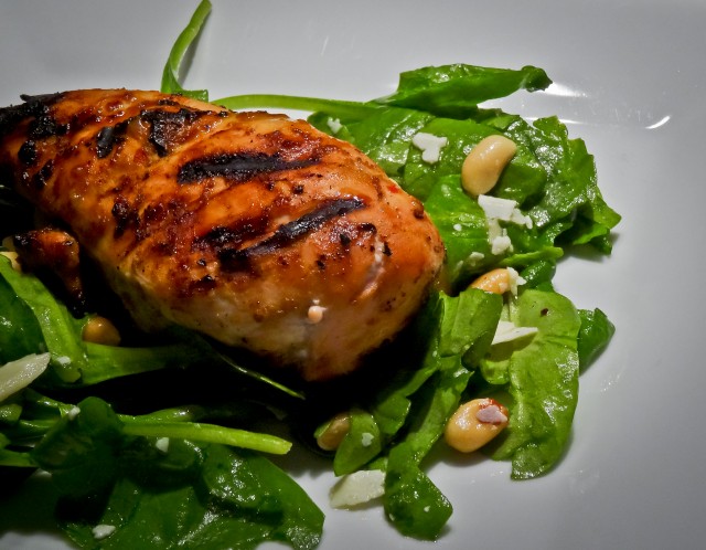 Mango Chili Chicken on a bed of Spinach by Stephanie of La p'tite fourchette