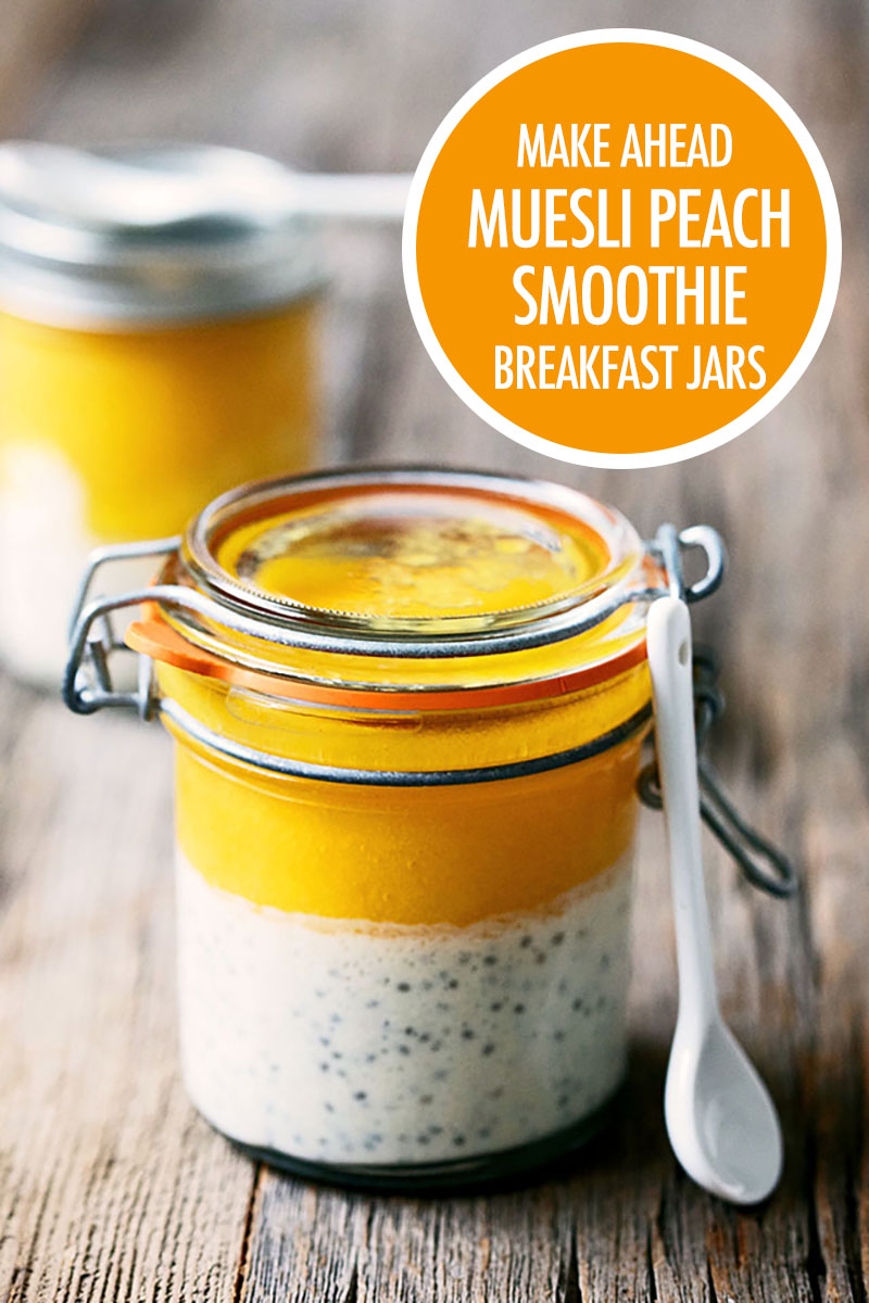 Make Ahead Muesli Peach Smoothie Breakfast Jars | Food Bloggers of Canada