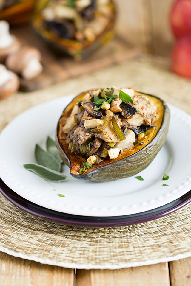 Mushroom, Apple and Walnut Stuffed Squash