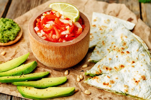 Tomato Salsa, Pico De Gallo, With Cilantro Pesto Quesadilla