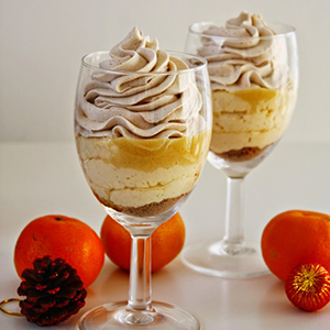 Eggnog Mousse with Tangerine Curd & Biscoff Whipped Cream | Cinnamon & Coriander