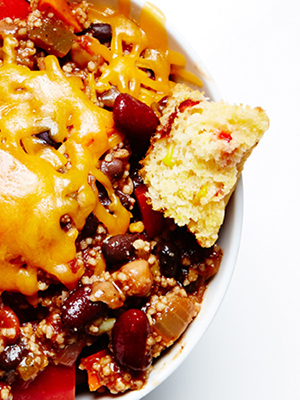 Chunky Vegetable Chili with Cornbread Muffins | Bite Me More