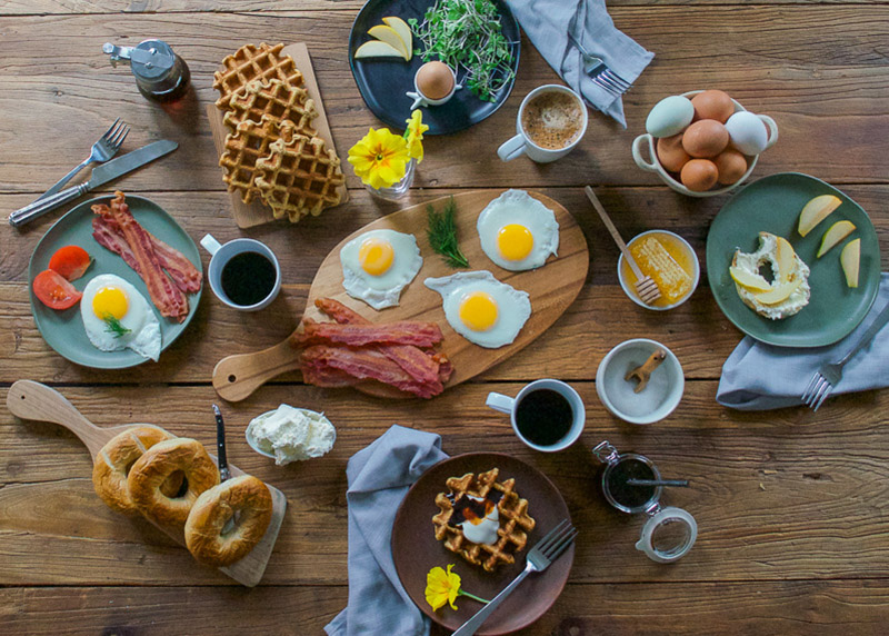 Breakfast Tablescape Scene with eggs