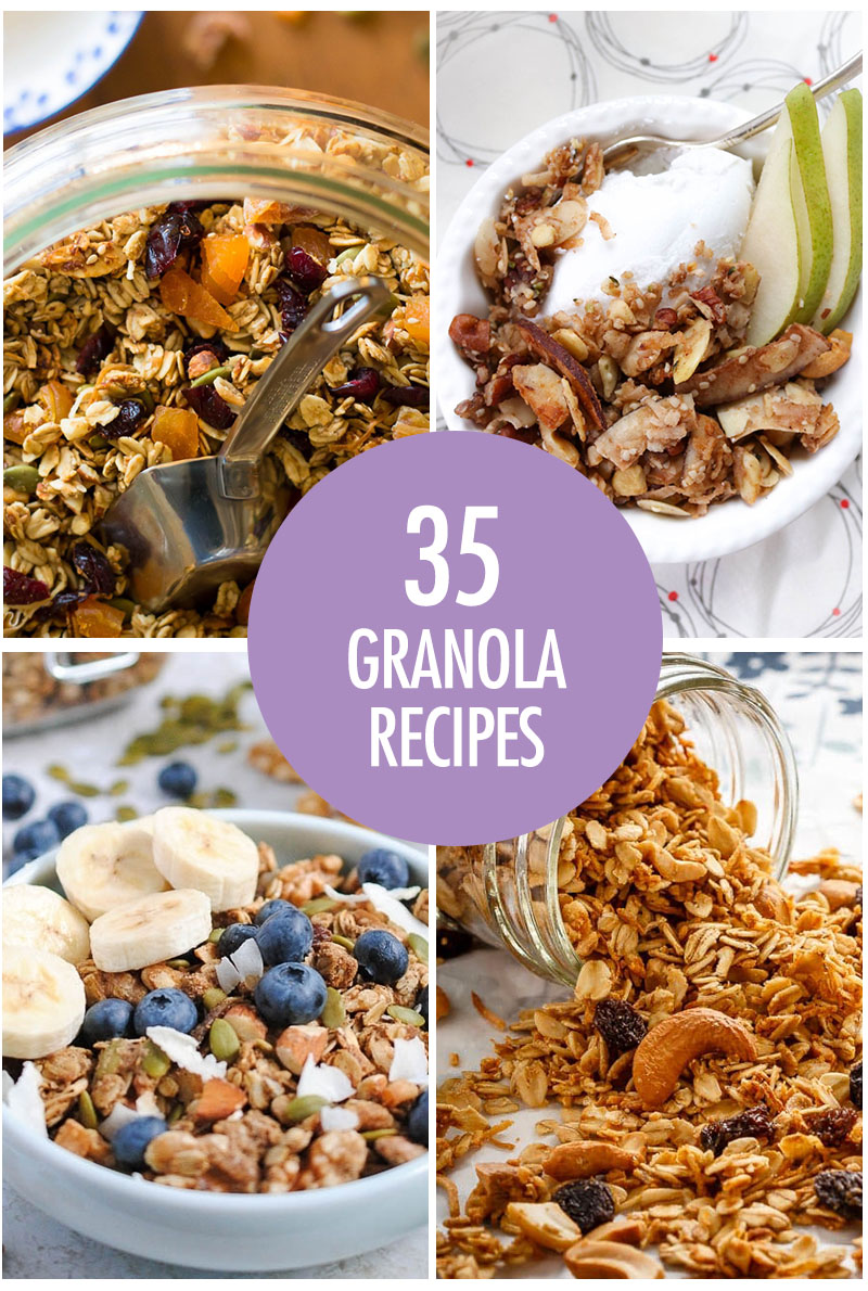 Collage of granola recipes