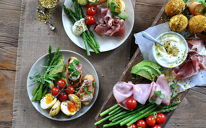 whole eggs on a breakfast board 1