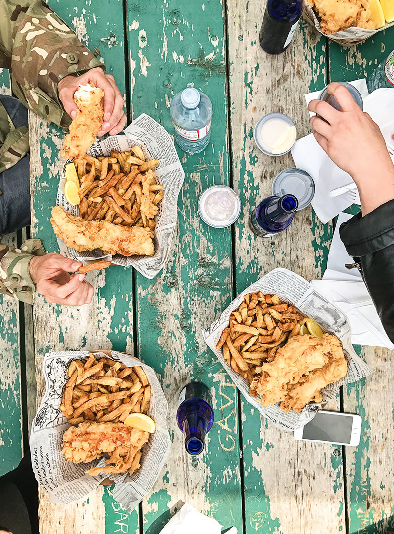 Fish and Chips being shared from Quidi Vidi Fish and Chips