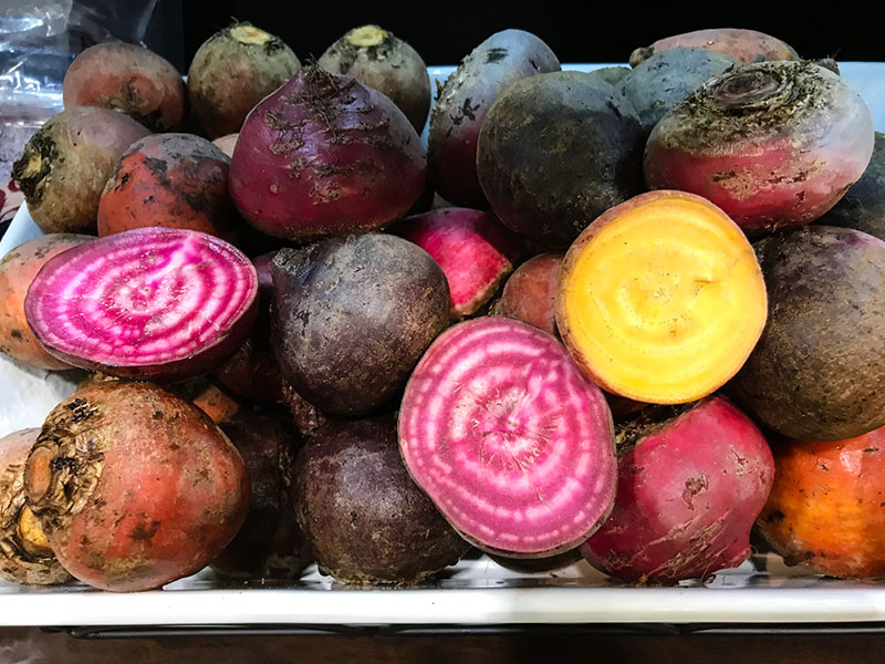 an assortment of beet varieties