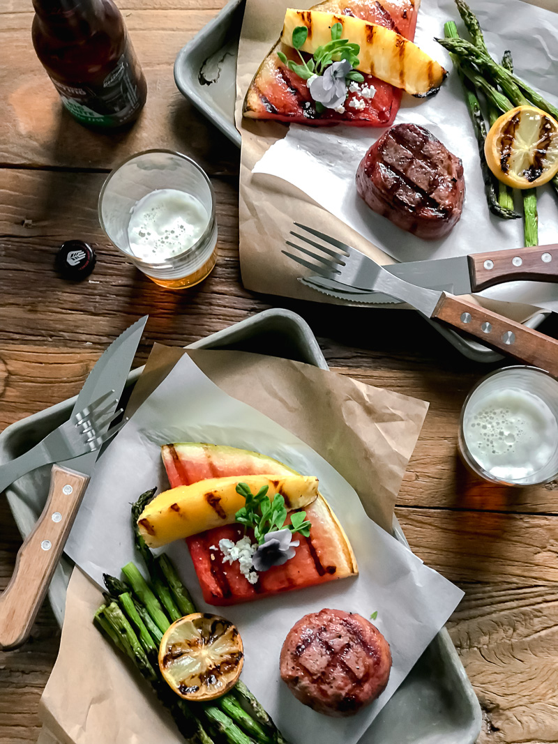 Food Styling Grilling Steak and Fruit