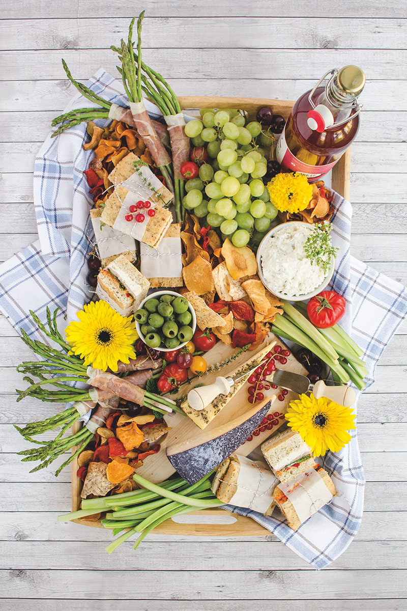 A big picnic charcuterie board