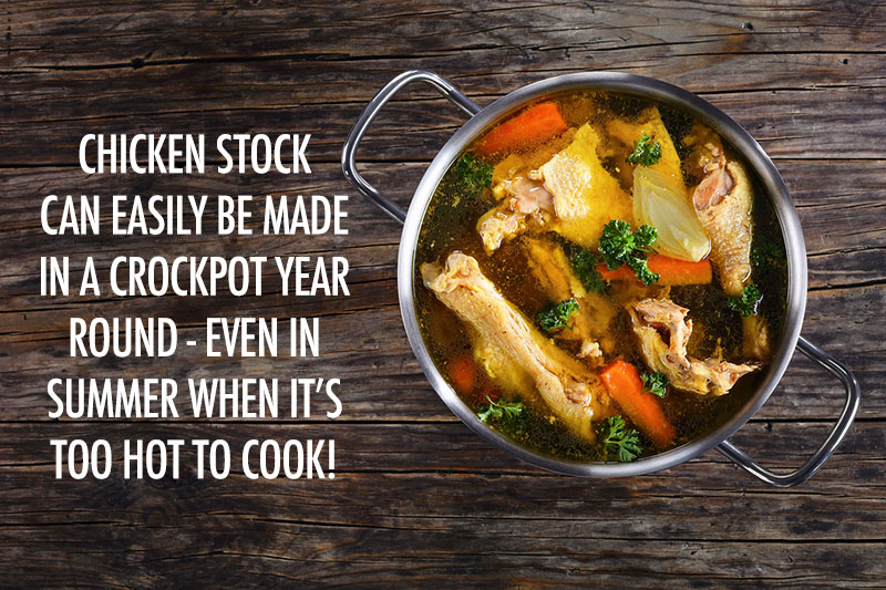 chicken stock in a soup pot