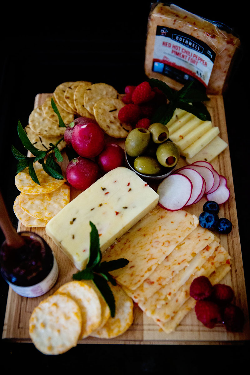 Summer Cheese Plate with Crackers and Veggies