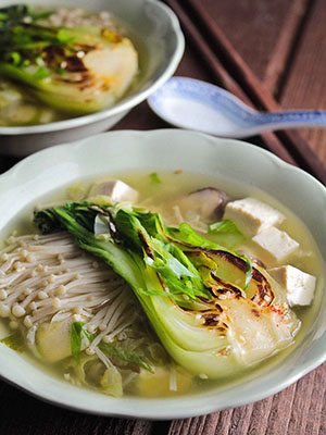 Bok Choy Miso Soup with Asian Veggies