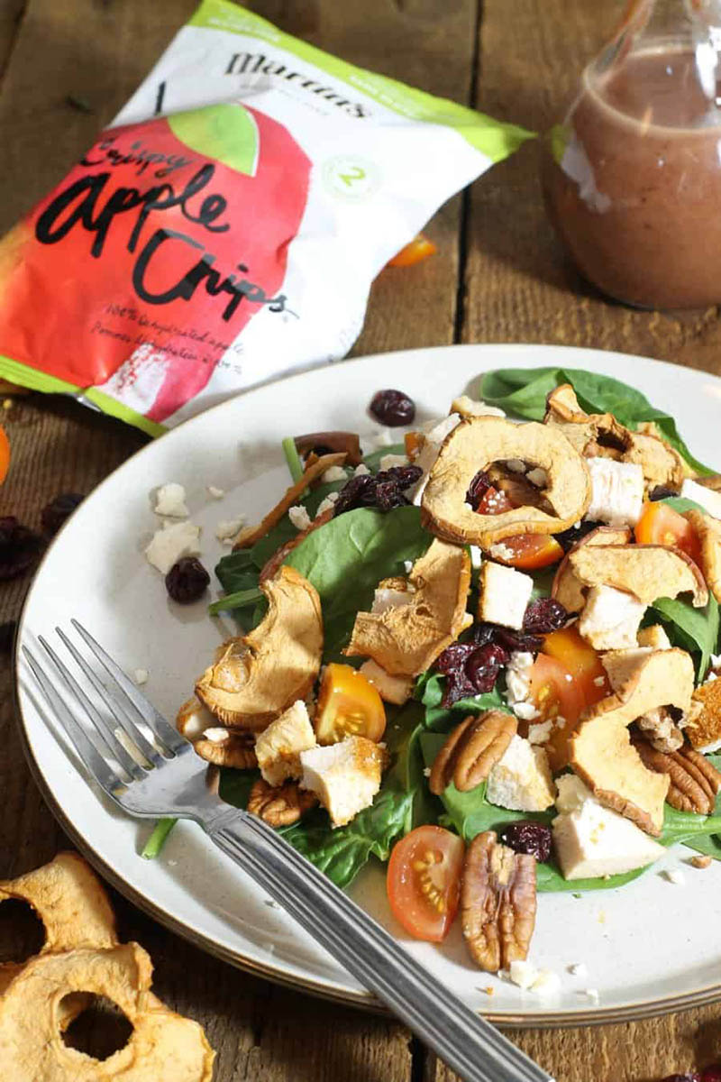 Crispy Apple Chicken Spinach Salad
