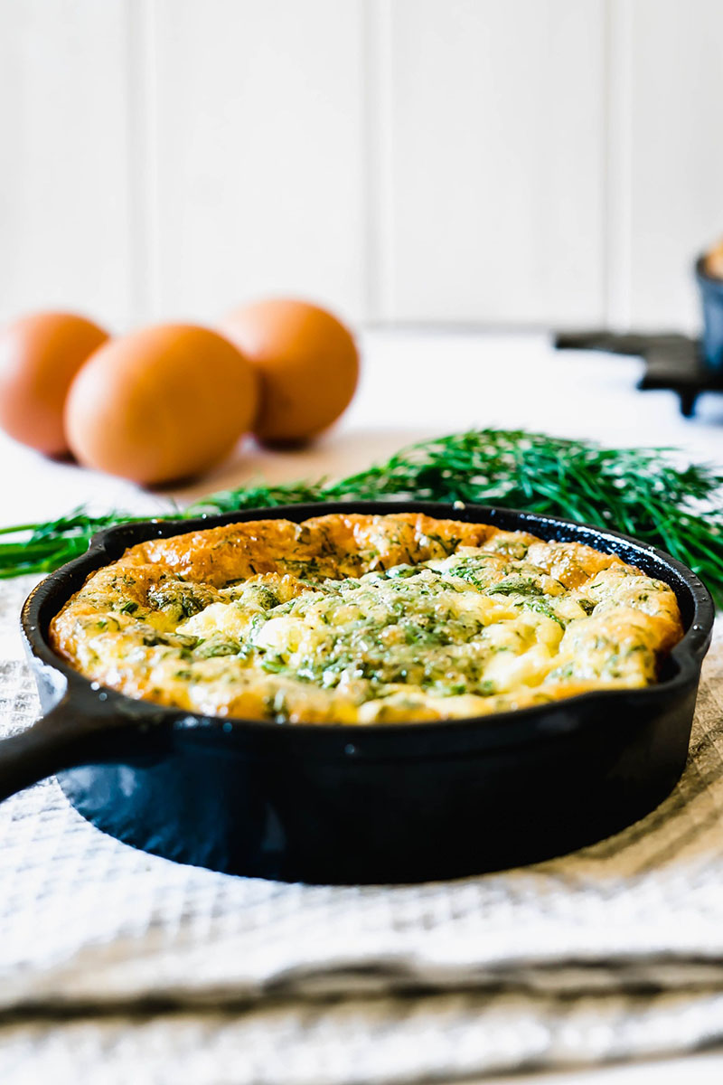 Baked Feta, Dill and Spinach Frittata | Delicious Spoon