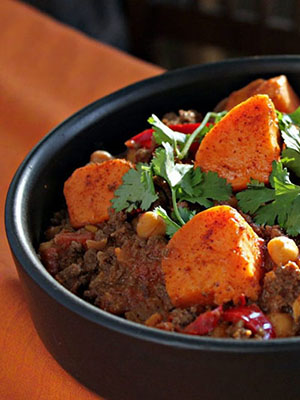 Bison and Sweet Potato Chili With Harissa and Sumac | Dish n the Kitchen