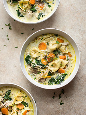 Creamy Spinach Tortellini Soup With Chicken | Salt and Lavender