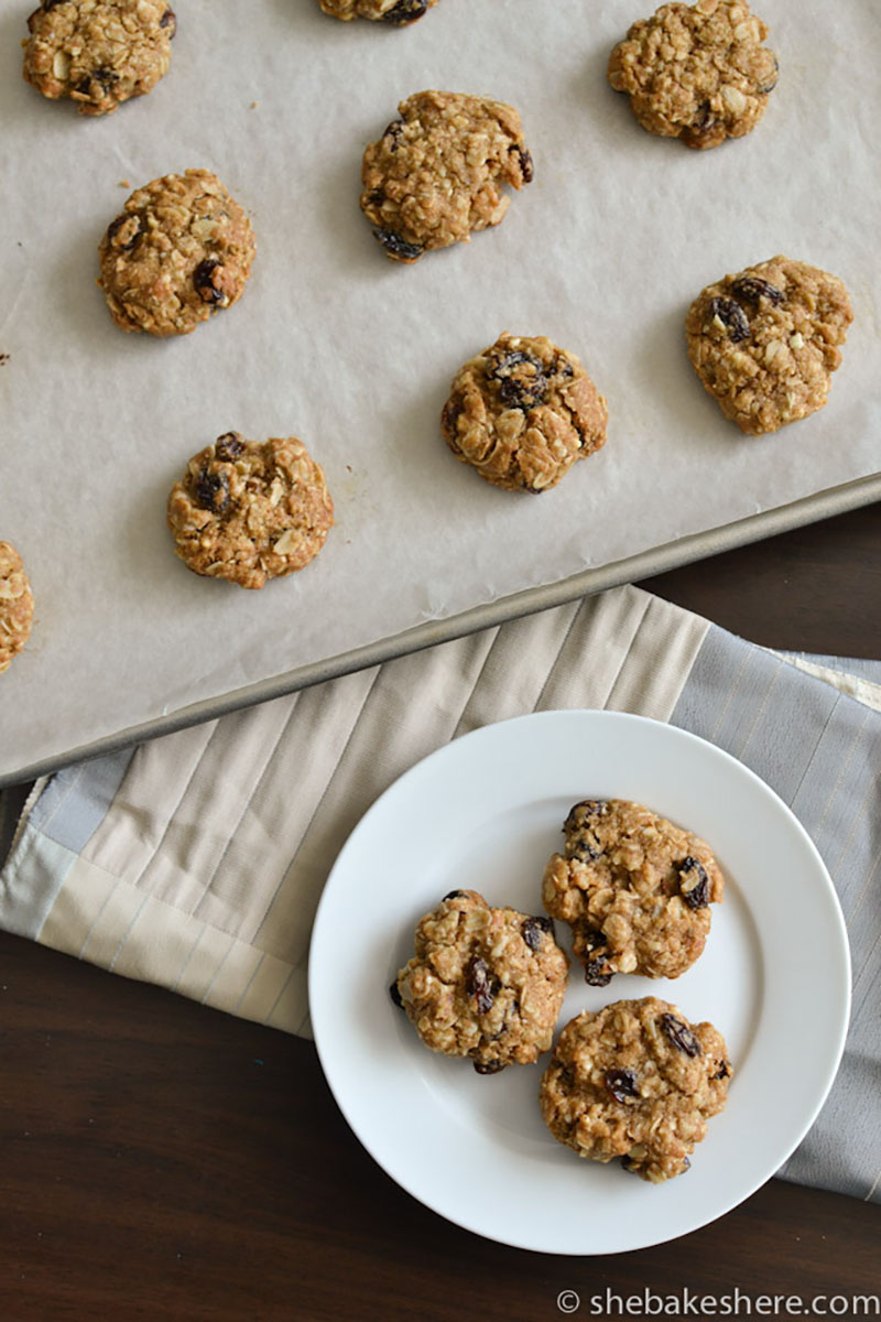 Almond Meal Oatmeal Raisin Cookies | She Bakes Here