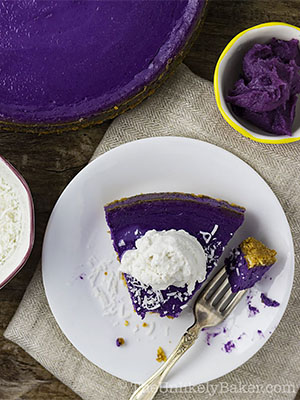 Ube Cheescake with Cookie Crust | The Unlikely Baker