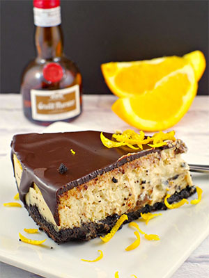 Grand Marnier Cheesecake with Chocolate Glaze | Food Meanderings
