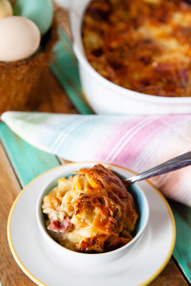 Savoury Bread Pudding With Ham and Cheese | Food Bloggers of Canada