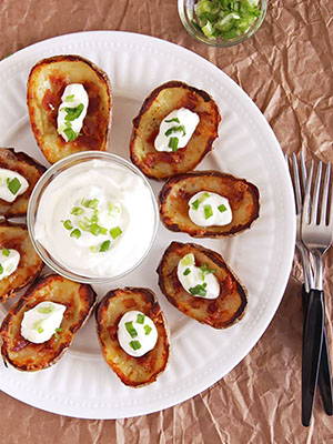 Bacon and Cheese Potato Skins | Leelalicious