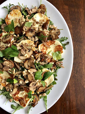 Warm Mushroom and Seared Halloumi Salad | How To Eat