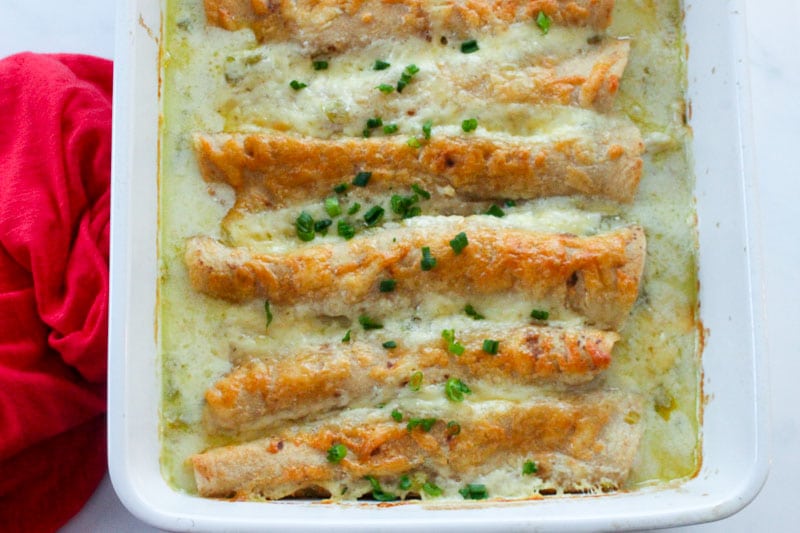 Healthy White Chicken Enchiladas | Delicious on a Dime
