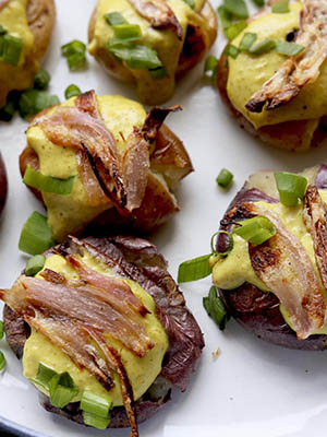 Golden Smashed Potatoes with Crispy Bacon and Shallots | Naught Nutrition