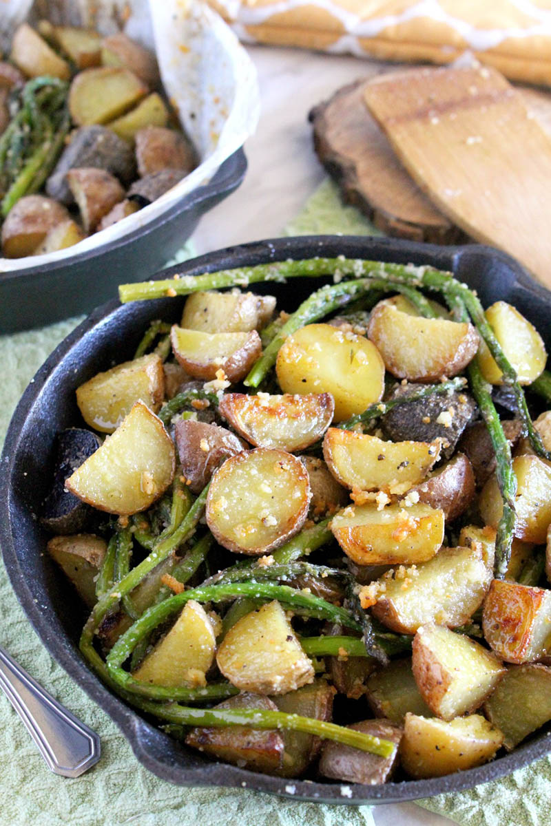 Parmesan Crusted Potatoes with Asparagus | Marisa's Italian Kitchen