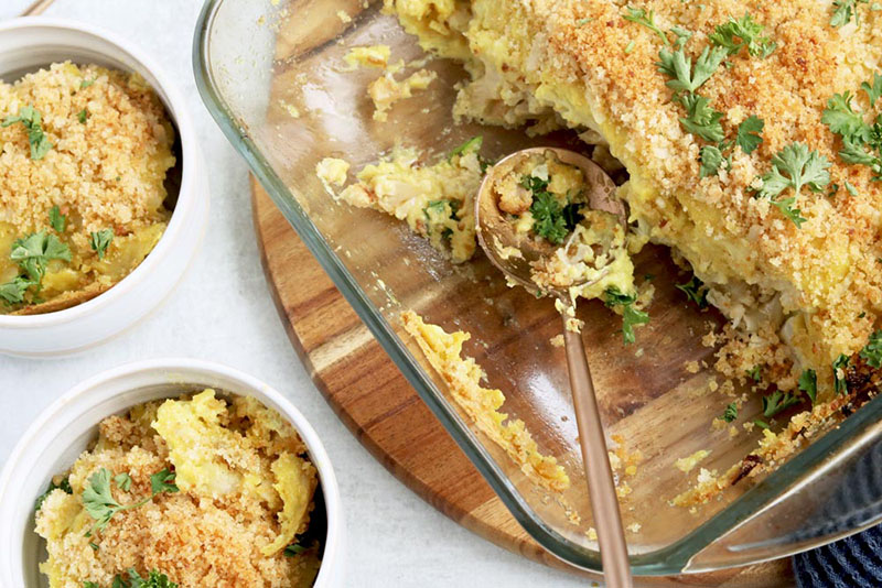 Vegan Cauliflower Gratin With Cultured Cash Cheese | Naught Nutrition