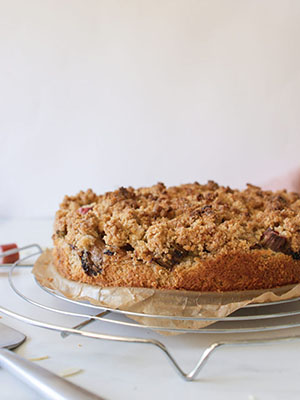 Vegan German Rhubarb Crumble Cake (GF) | Valises & Gourmandises