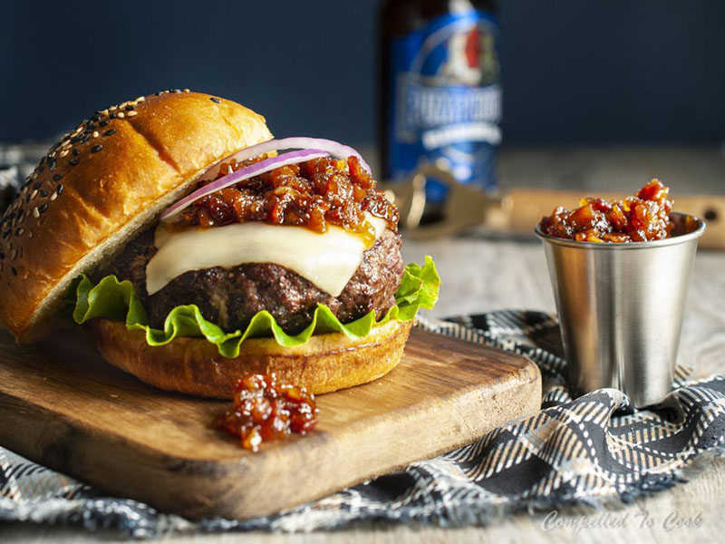 Bacon Jam Mozza Burger by Compelled to Cook