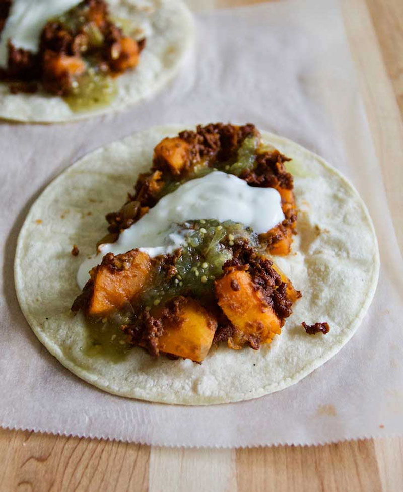 Sweet Potato Vegan Chorizo Tacos | Time For Grub