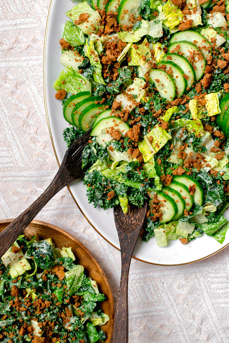 Vegan Caesar Salad with Tofu Bacon | Radiant Rachels