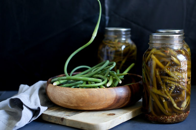 Mustard Garlic Scape Pickles | At the Immigrant's Table