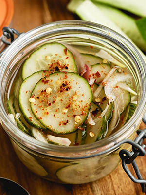 Quick Spicy & Sweet Refrigerator Cucumbers | Naughty Nutrition