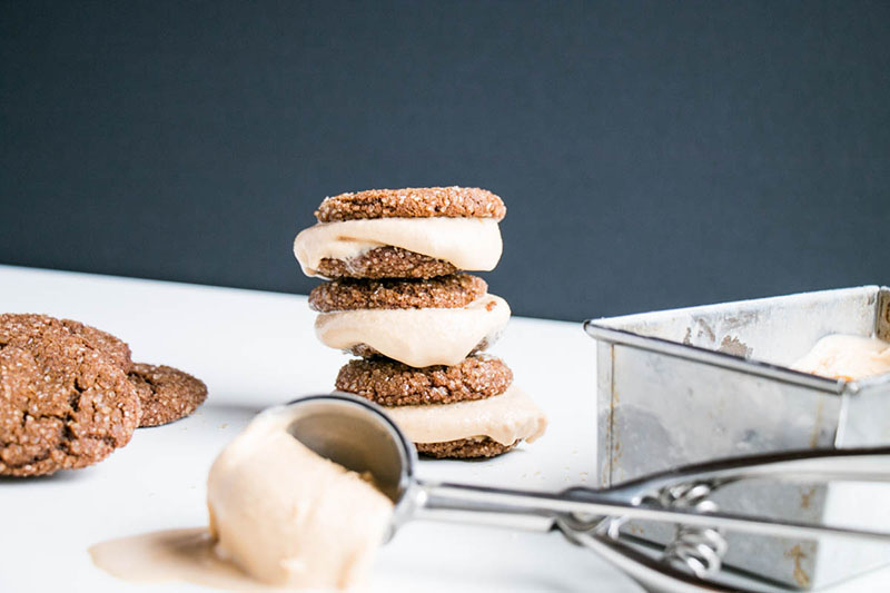 Ginger Molasses Cookies and Brown Sugar Bourbon Ice Cream Sandwiches