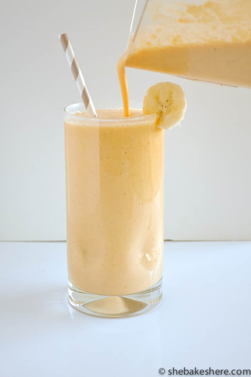Protein Powered Carrot Mango Smoothie | She Bakes Here