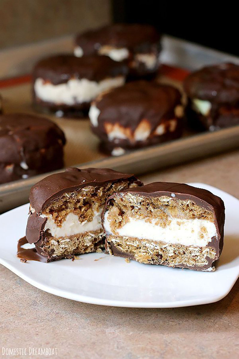 Chocolate Covered Oatmeal Cookie Ice Cream Sandwiches