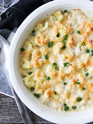 Creamy Gouda Cheese Cauliflower Bake | A Pretty Life