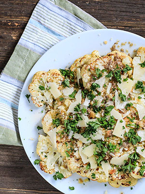 Roasted Cauliflower Steaks with Bagna Cauda | Jillian Rae Cooks