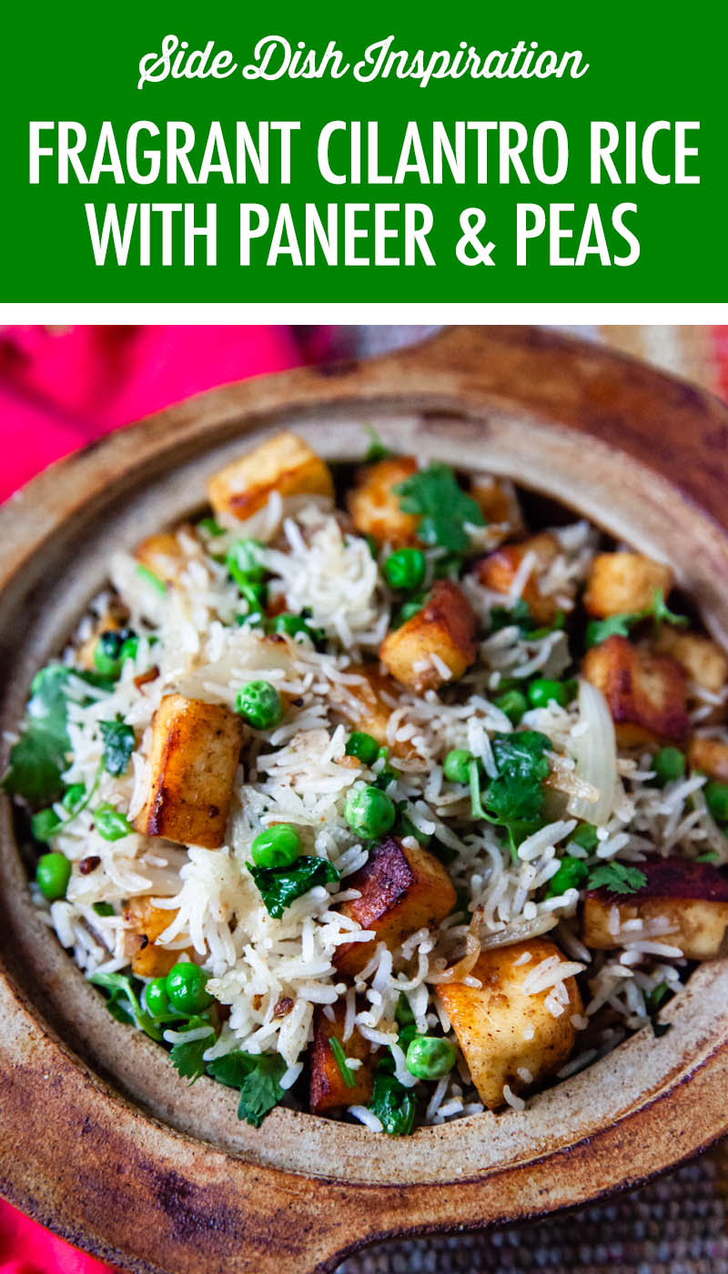 Fragrant Cilantro Rice with Paneer and Peas | Food Bloggers of Canada