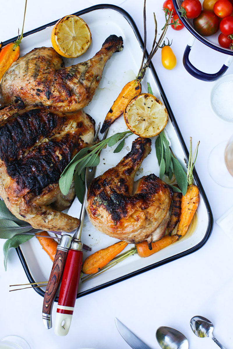 Sage Scented Barbecued Chicken with Grilled Lemon | Simple Bites