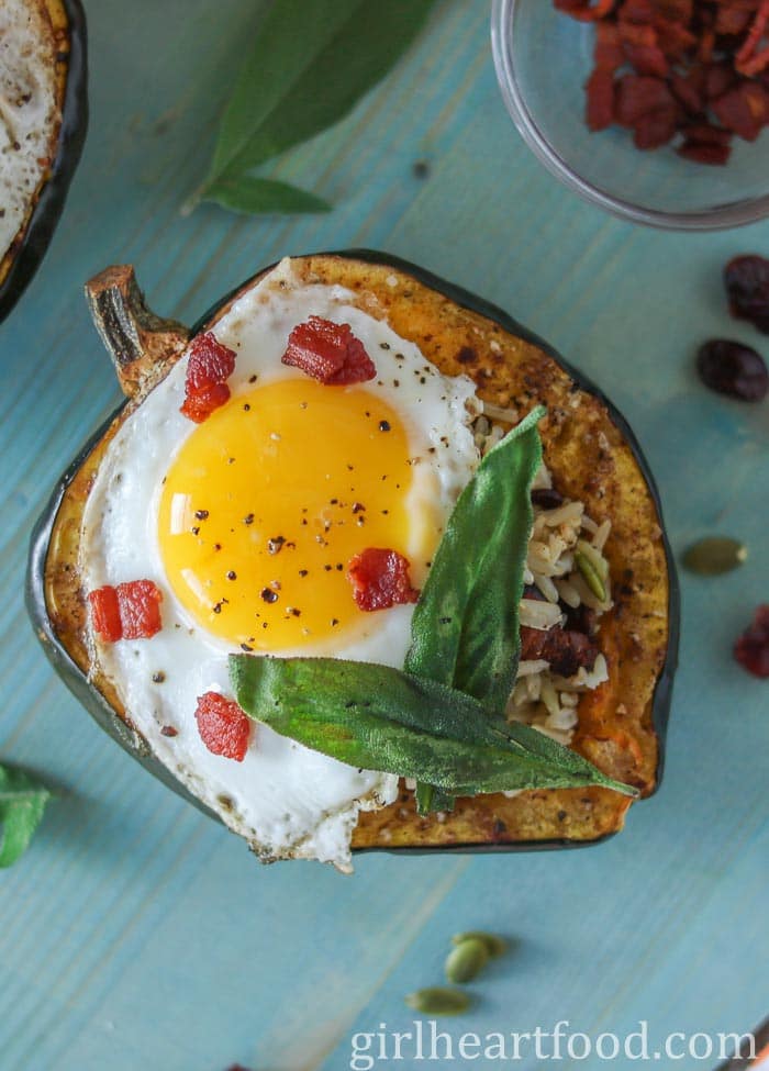 Egg Stuffed Roasted Acorn Squash | Girl Heart Food